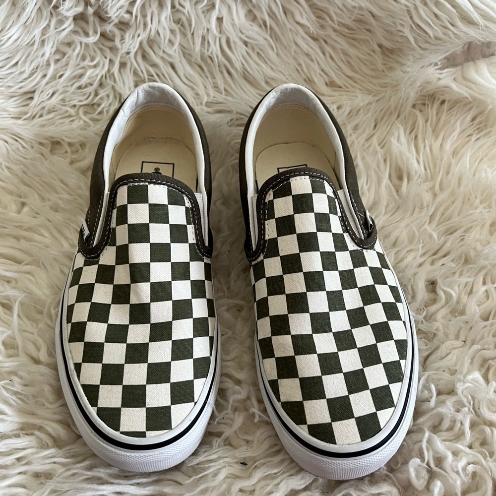 Classic Slip-On Checkerboard Shoe (Green/White)